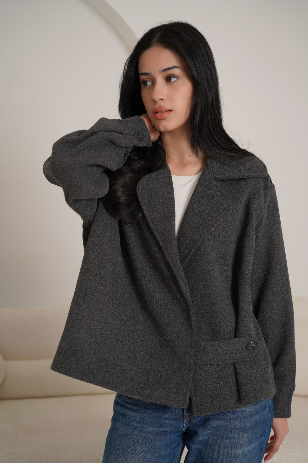 Trench jacket in gray