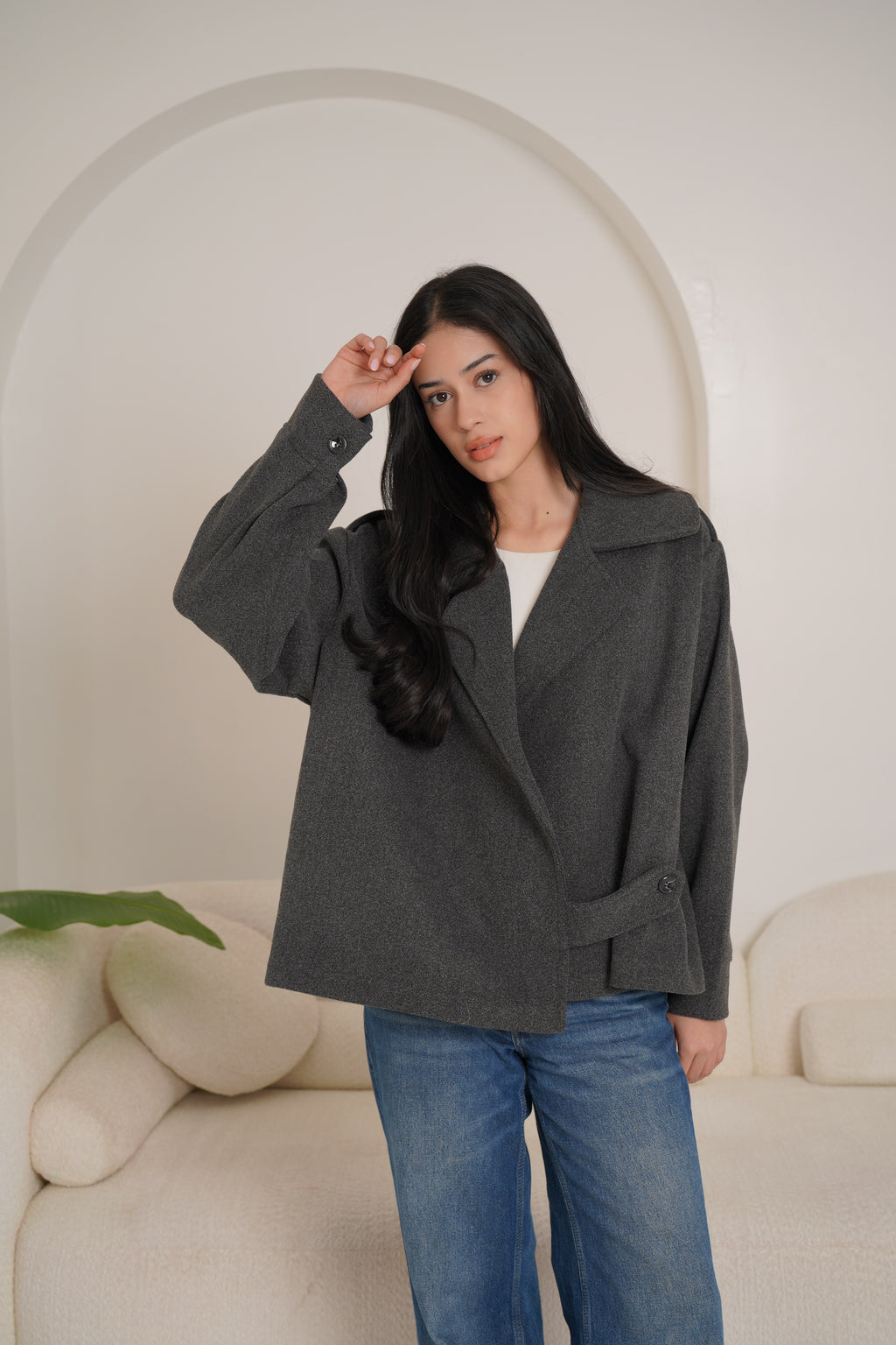 Trench jacket in gray