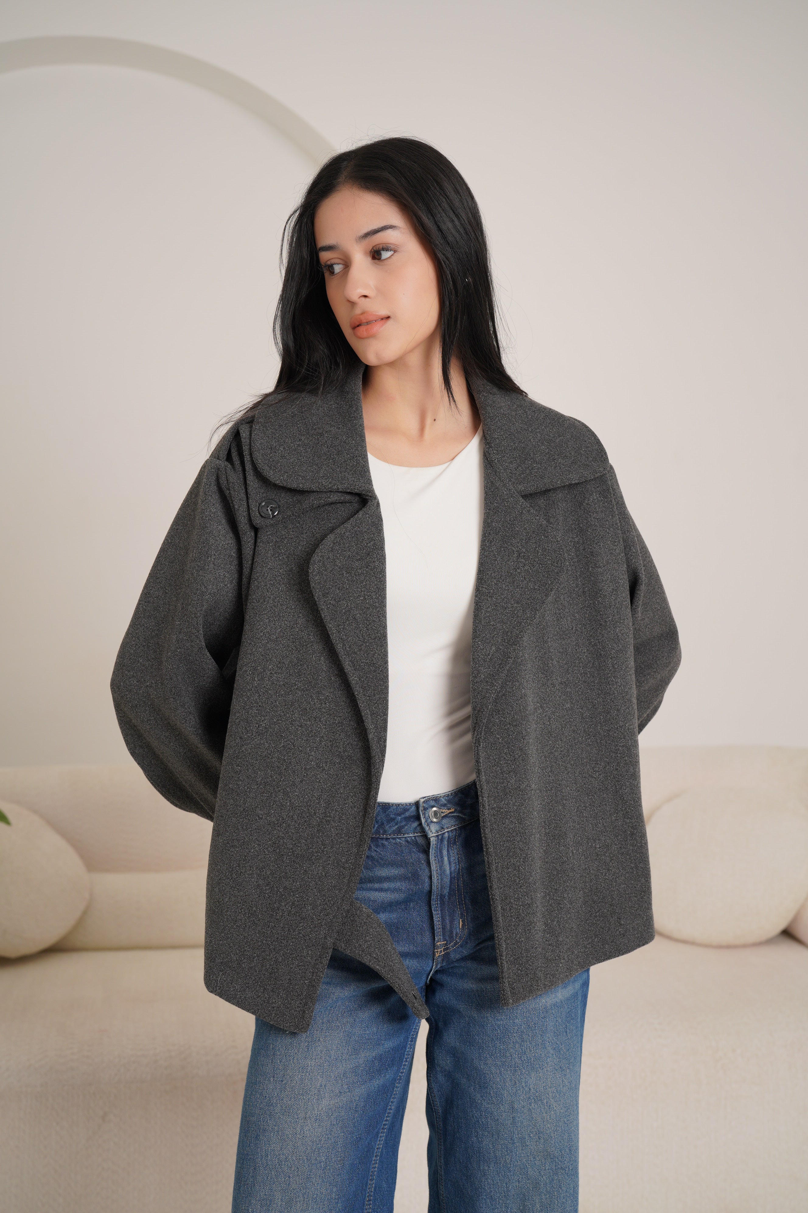 Trench jacket in gray