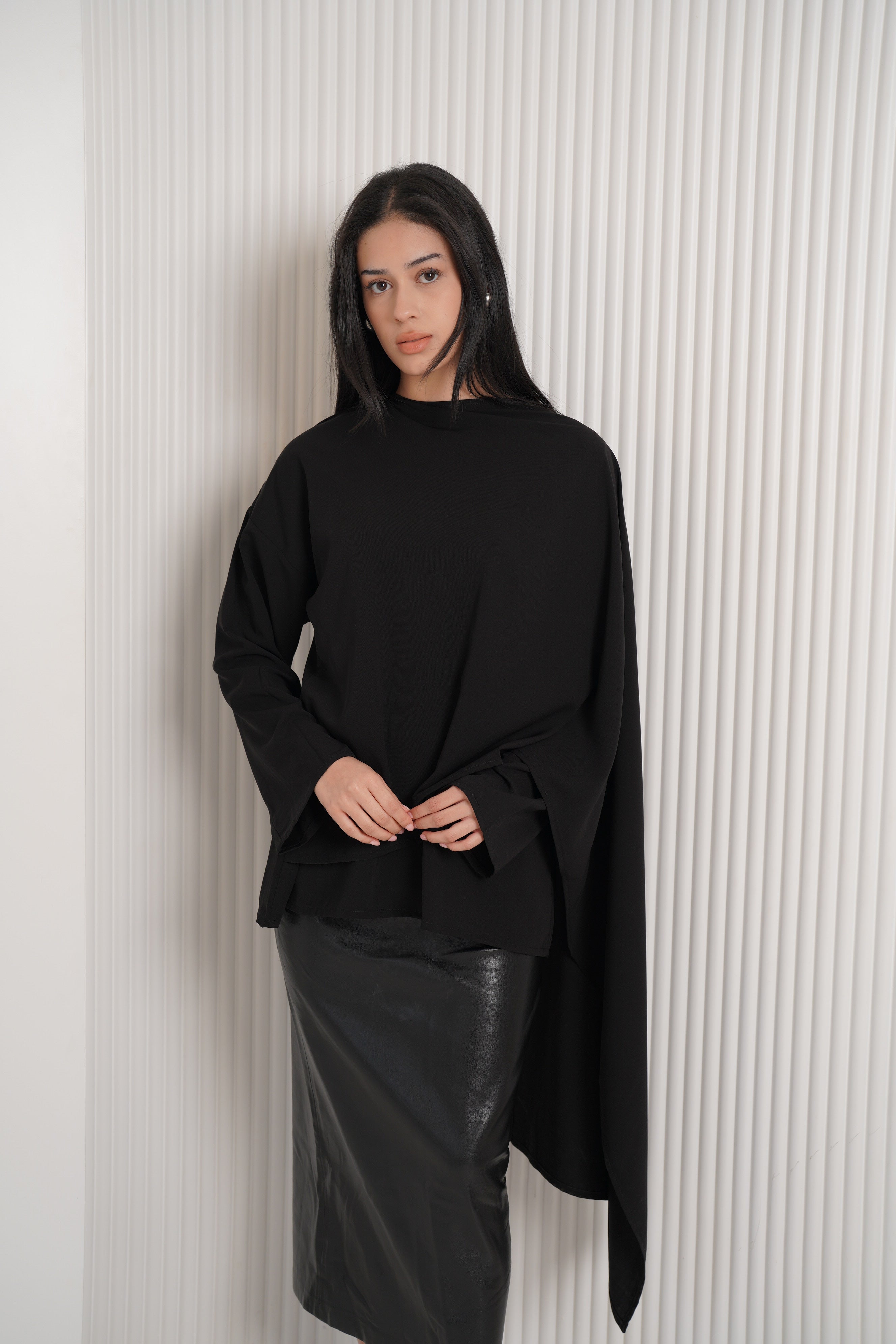 The multi-way blouse in black