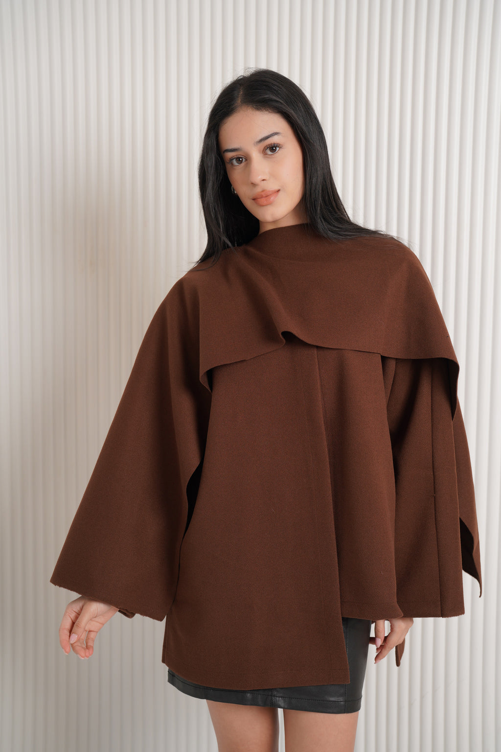 Scarf jacket in brown