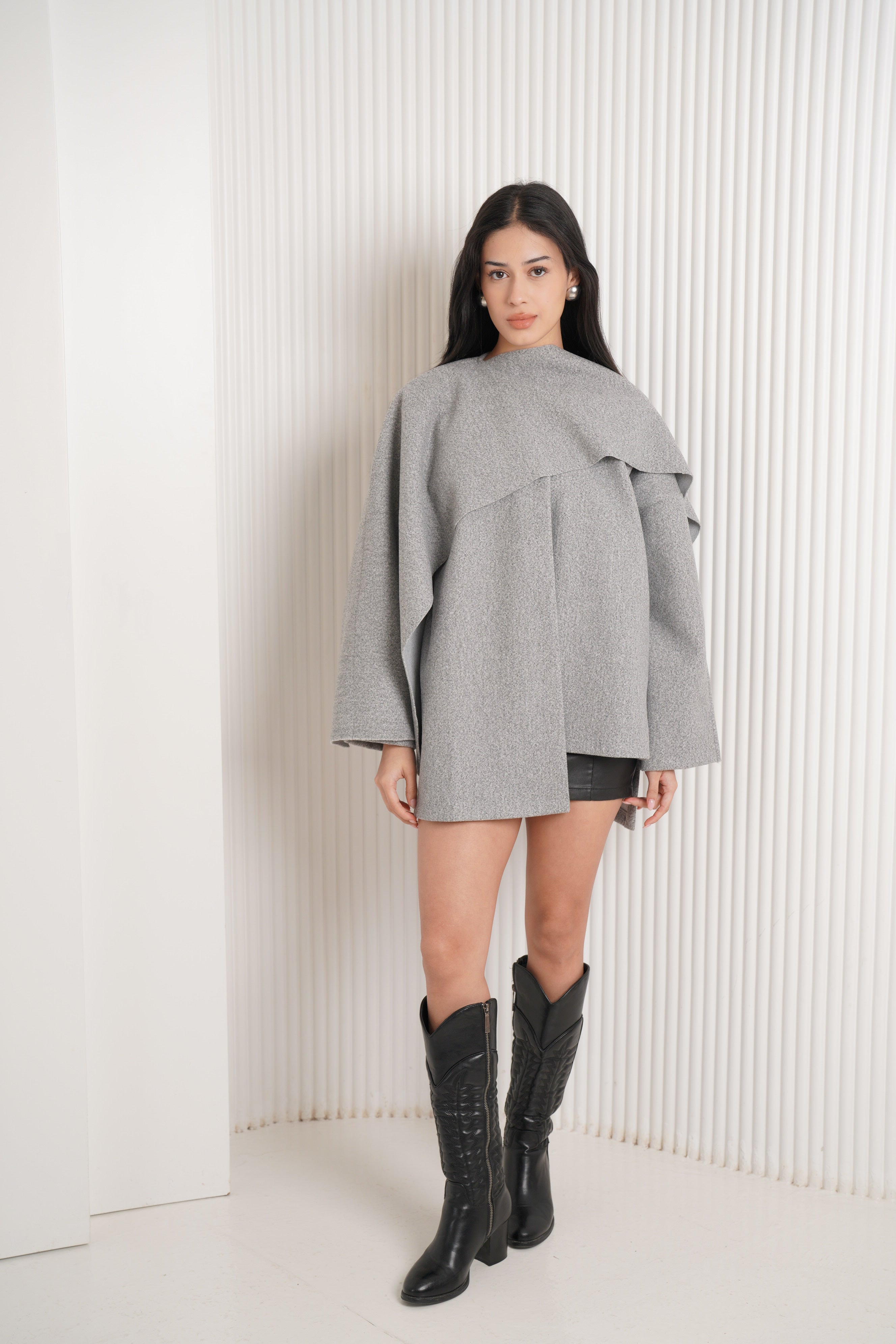 Scarf jacket in gray