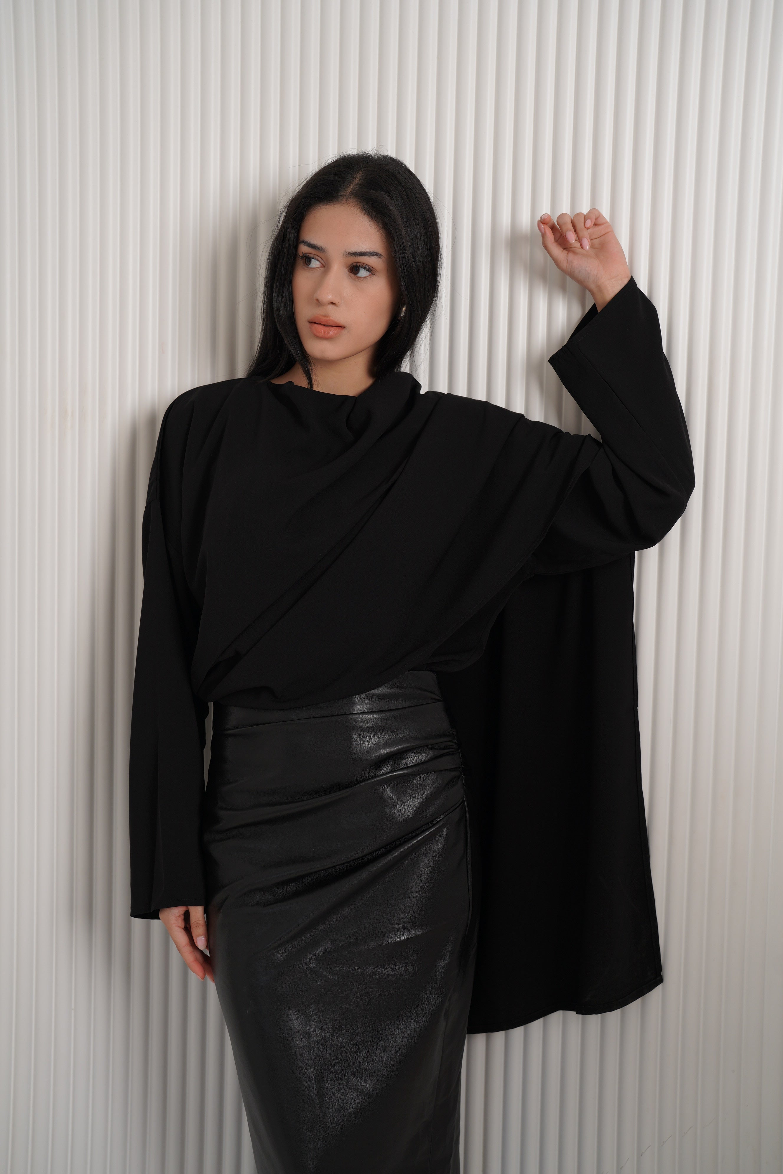 The multi-way blouse in black