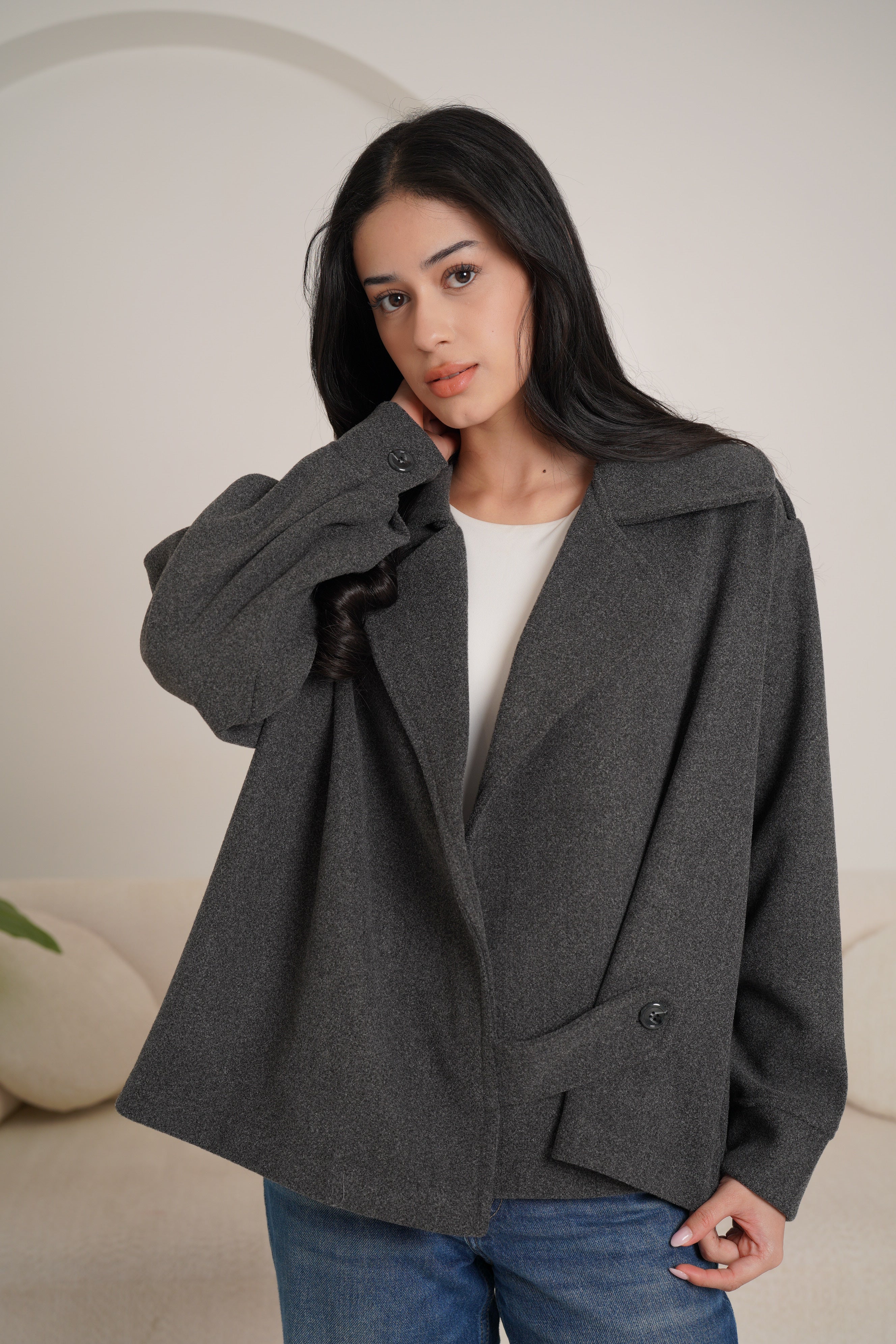 Trench jacket in gray