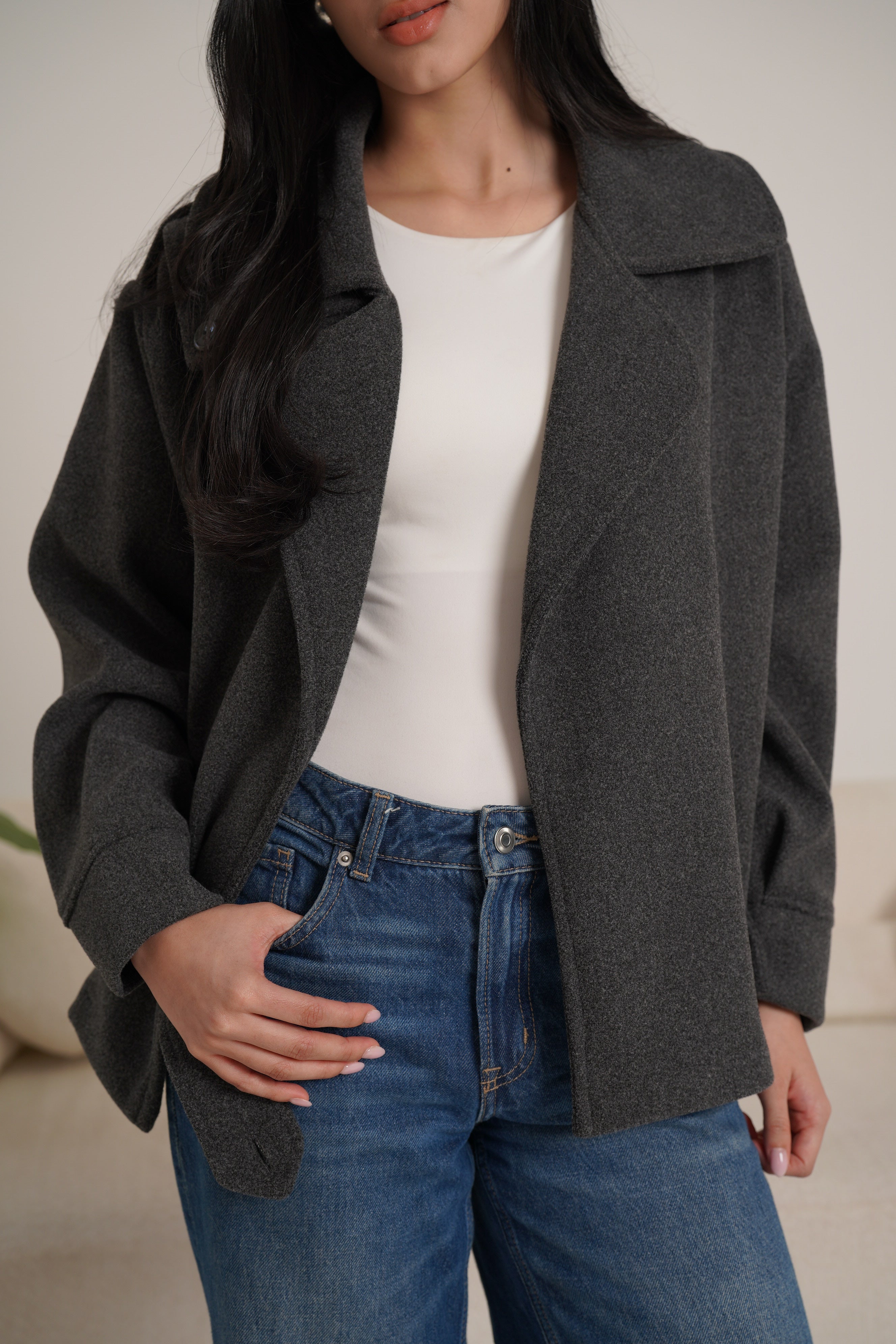 Trench jacket in gray