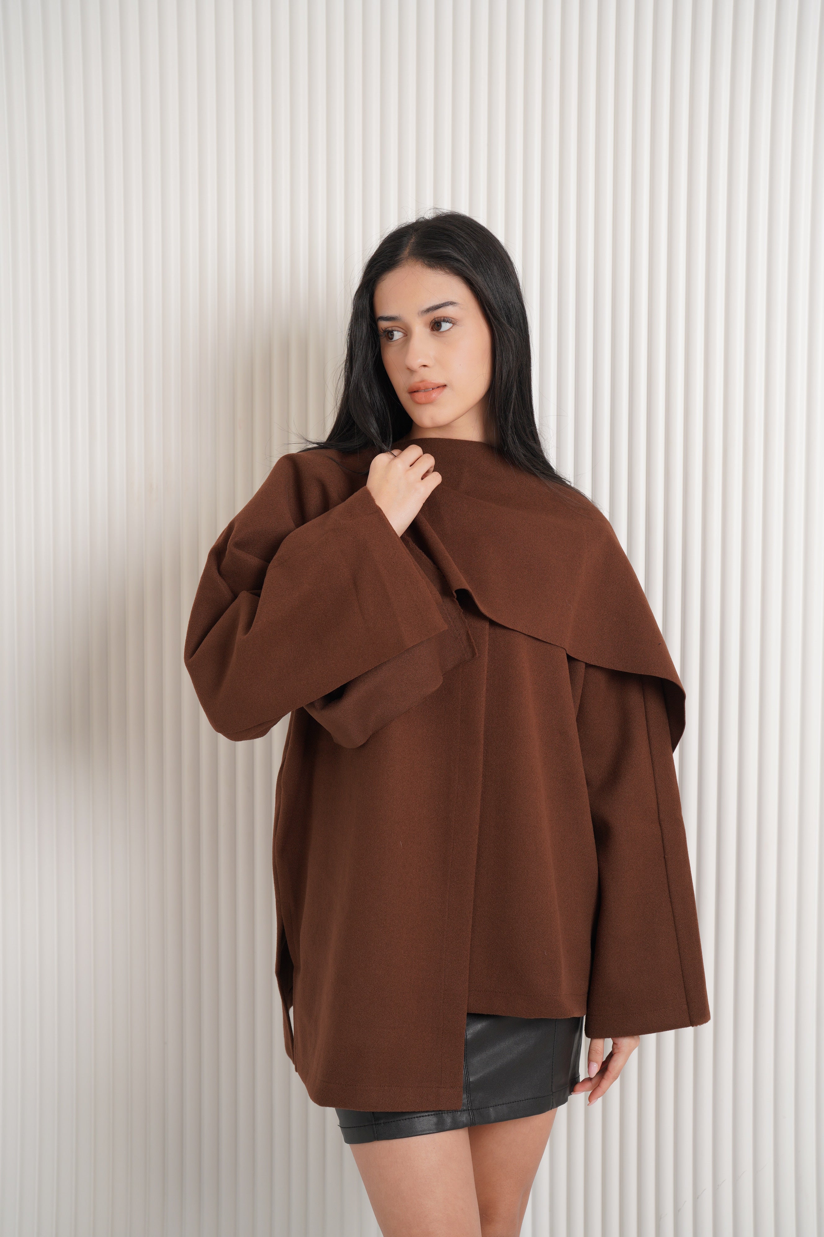 Scarf jacket in brown