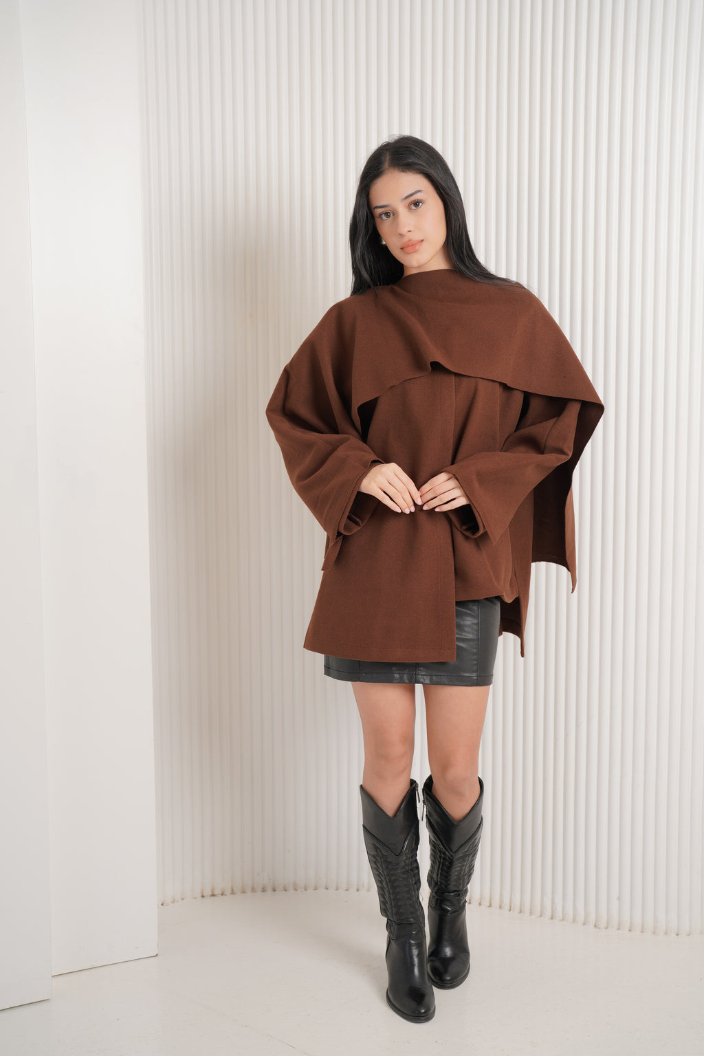 Scarf jacket in brown