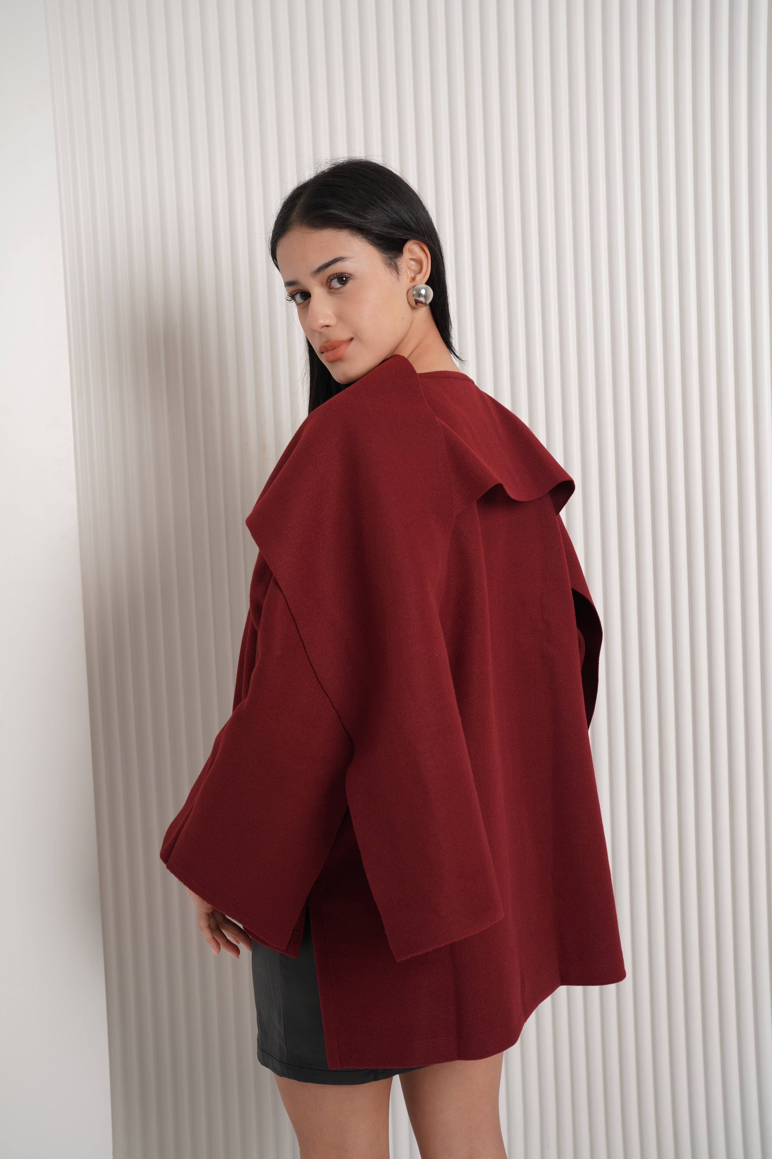 Scarf jackets in maroon