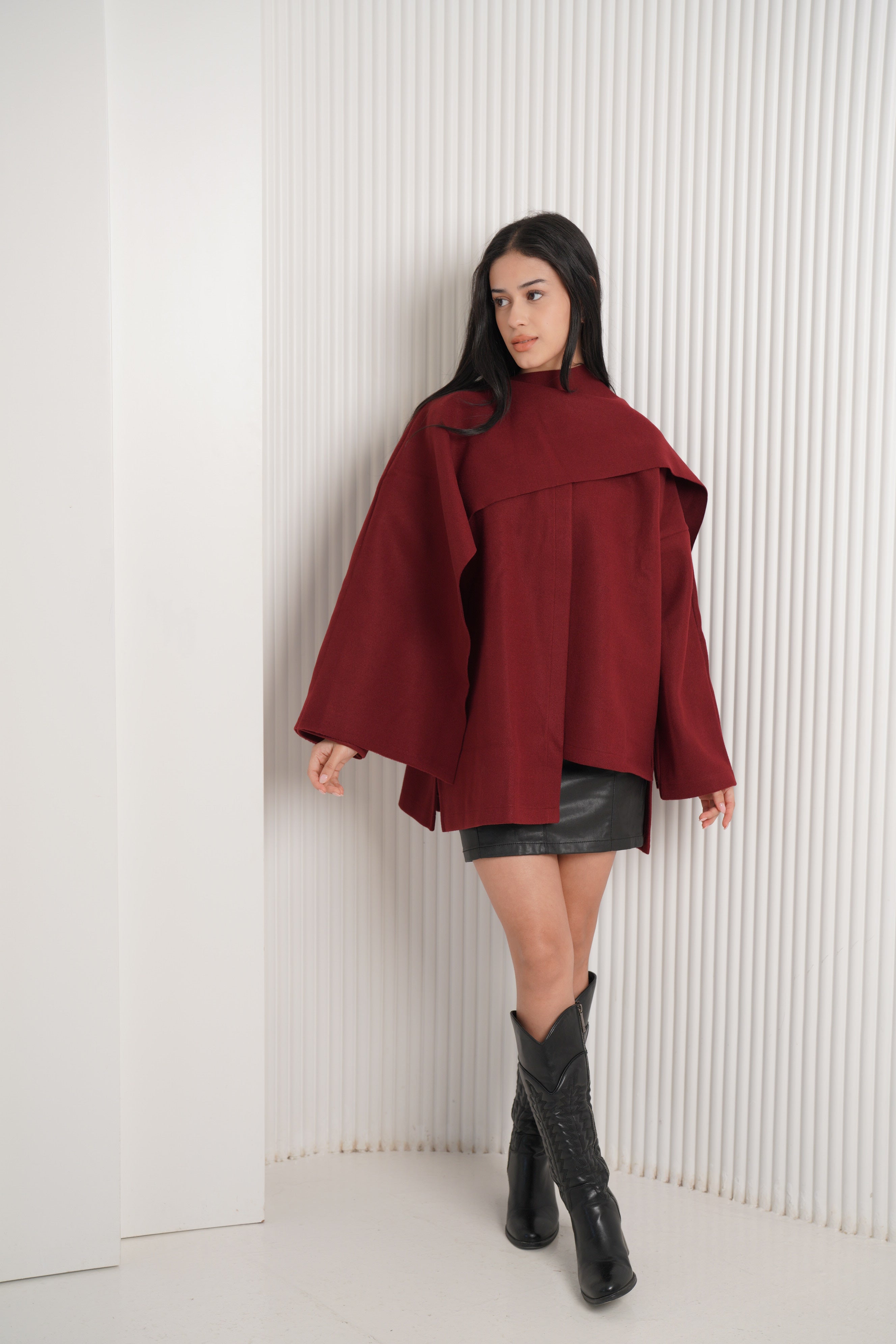 Scarf jackets in maroon