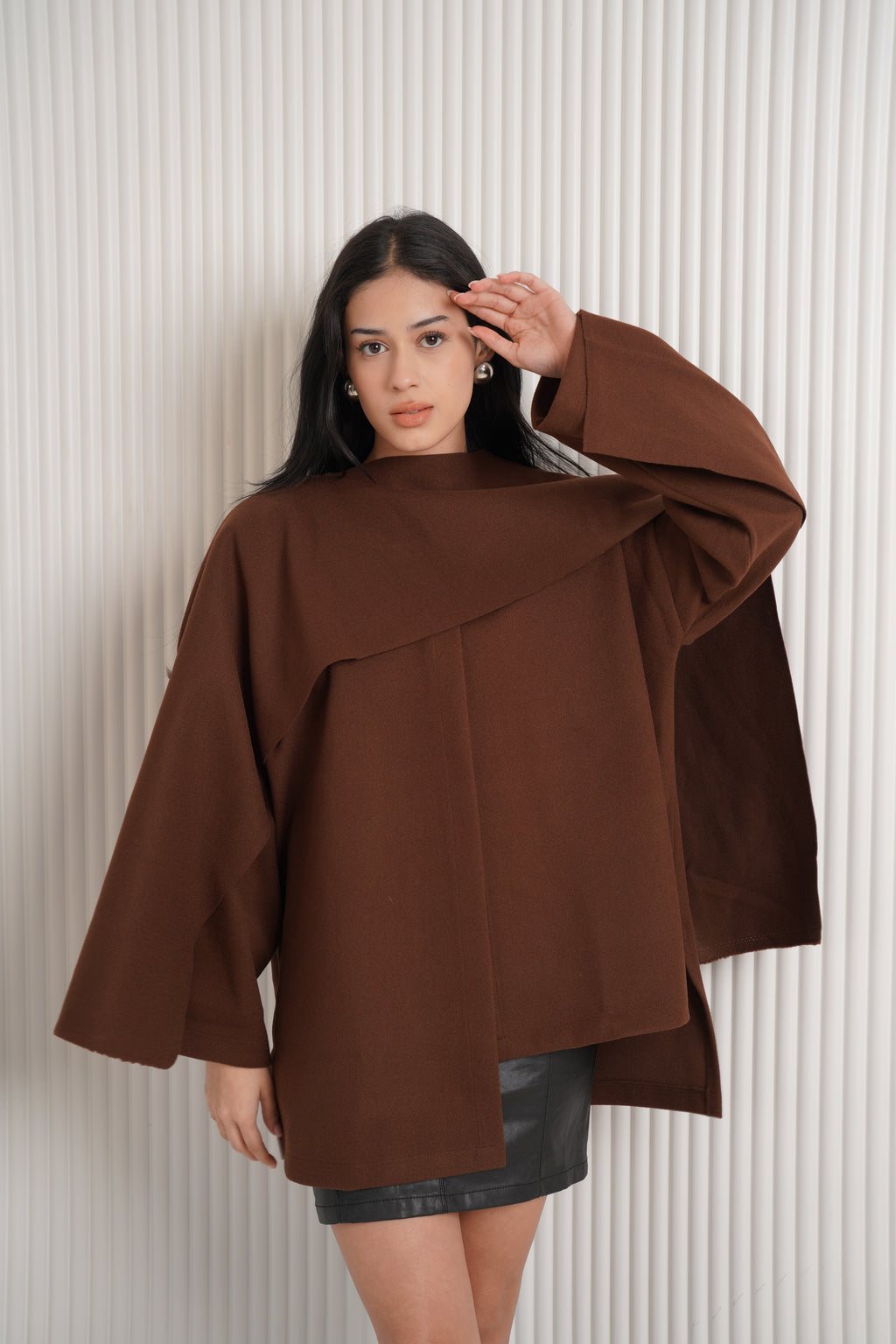 Scarf jacket in brown