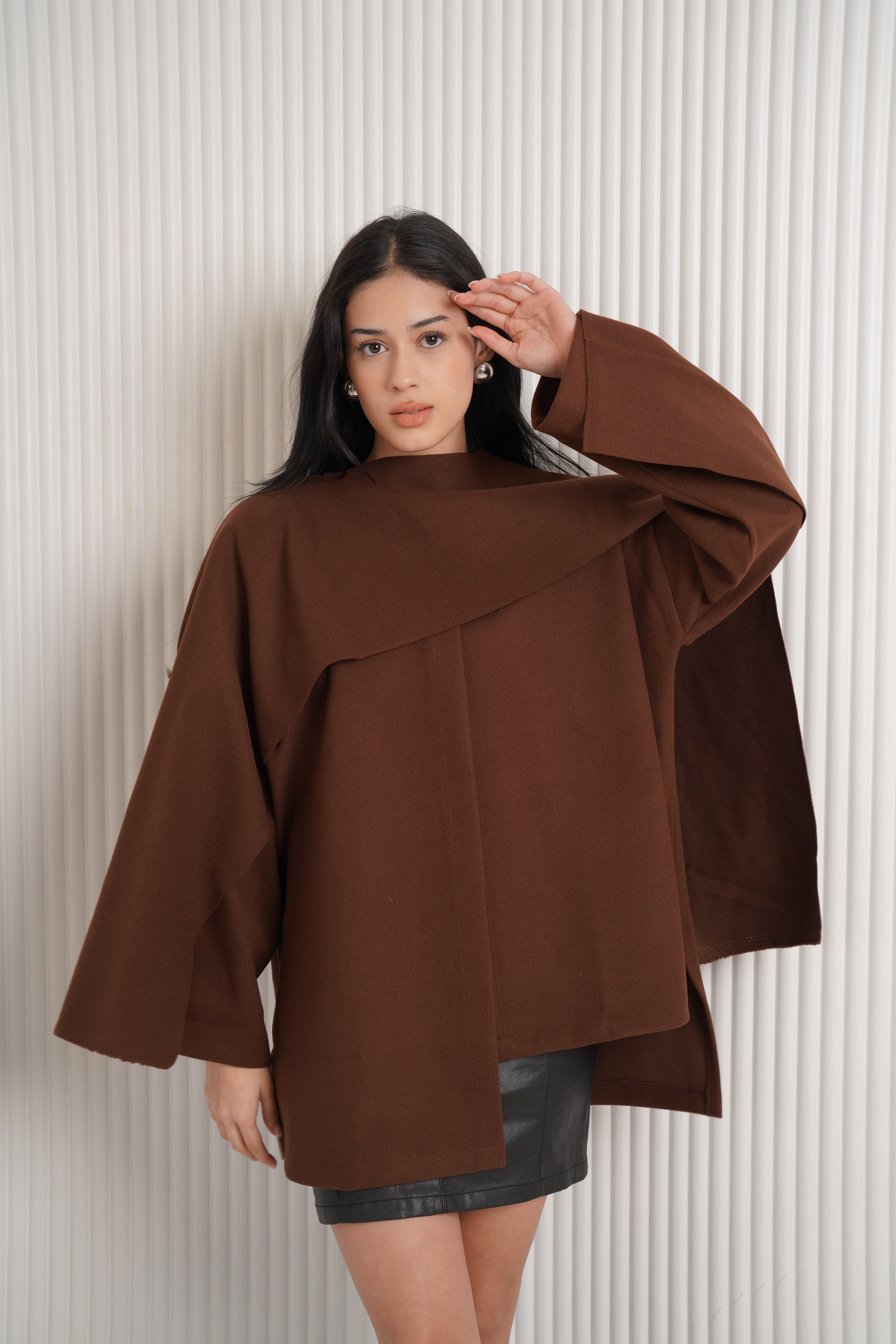 Scarf jacket in brown