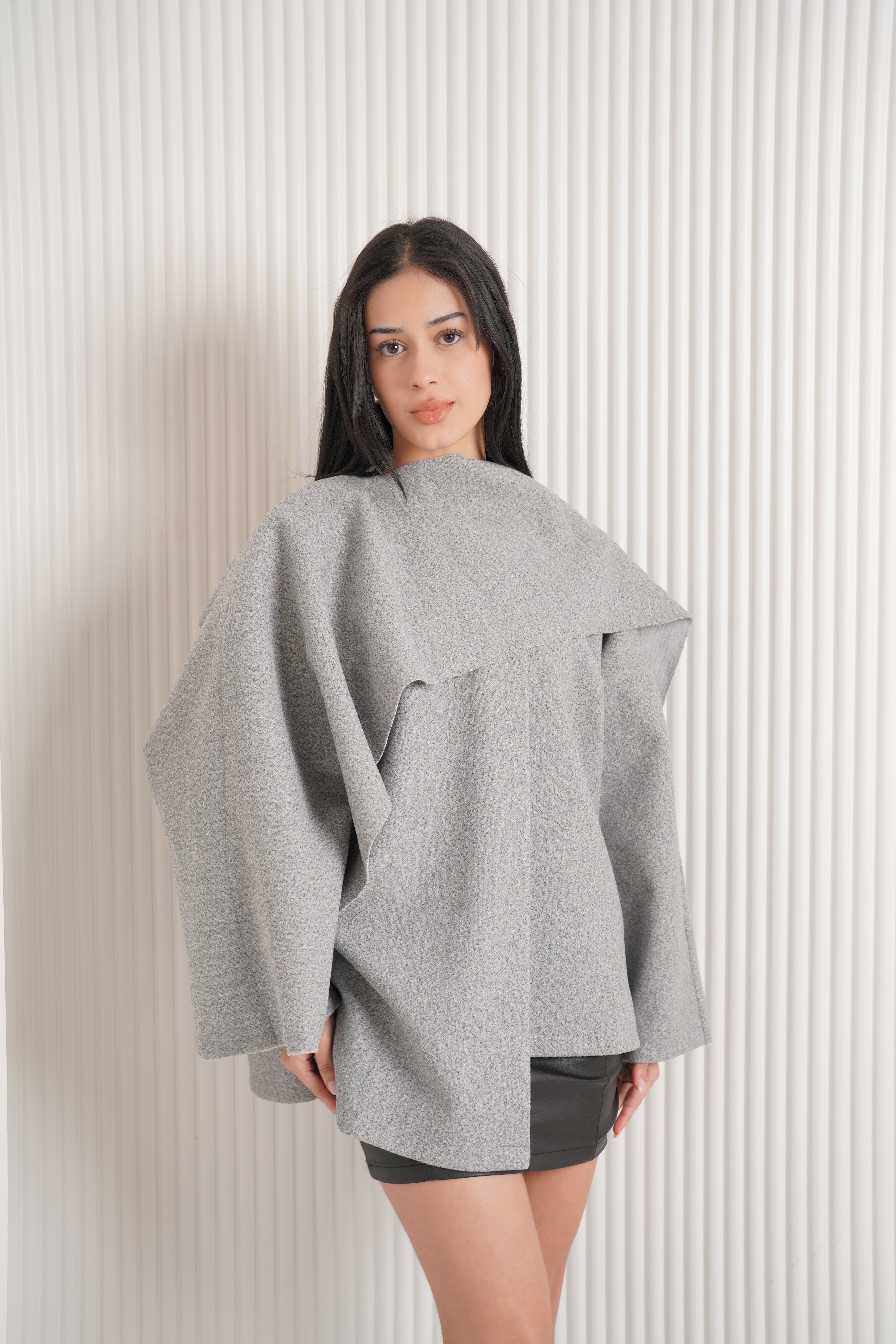 Scarf jacket in gray