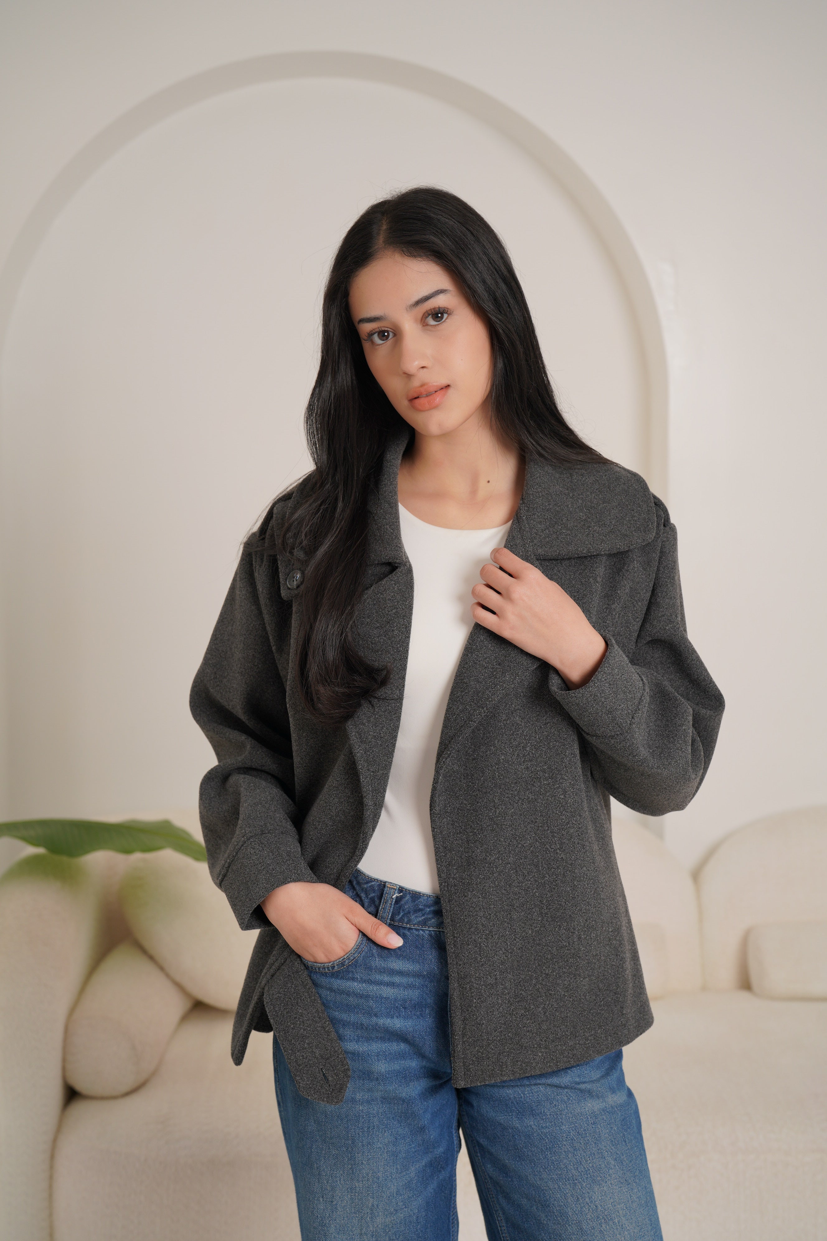 Trench jacket in gray