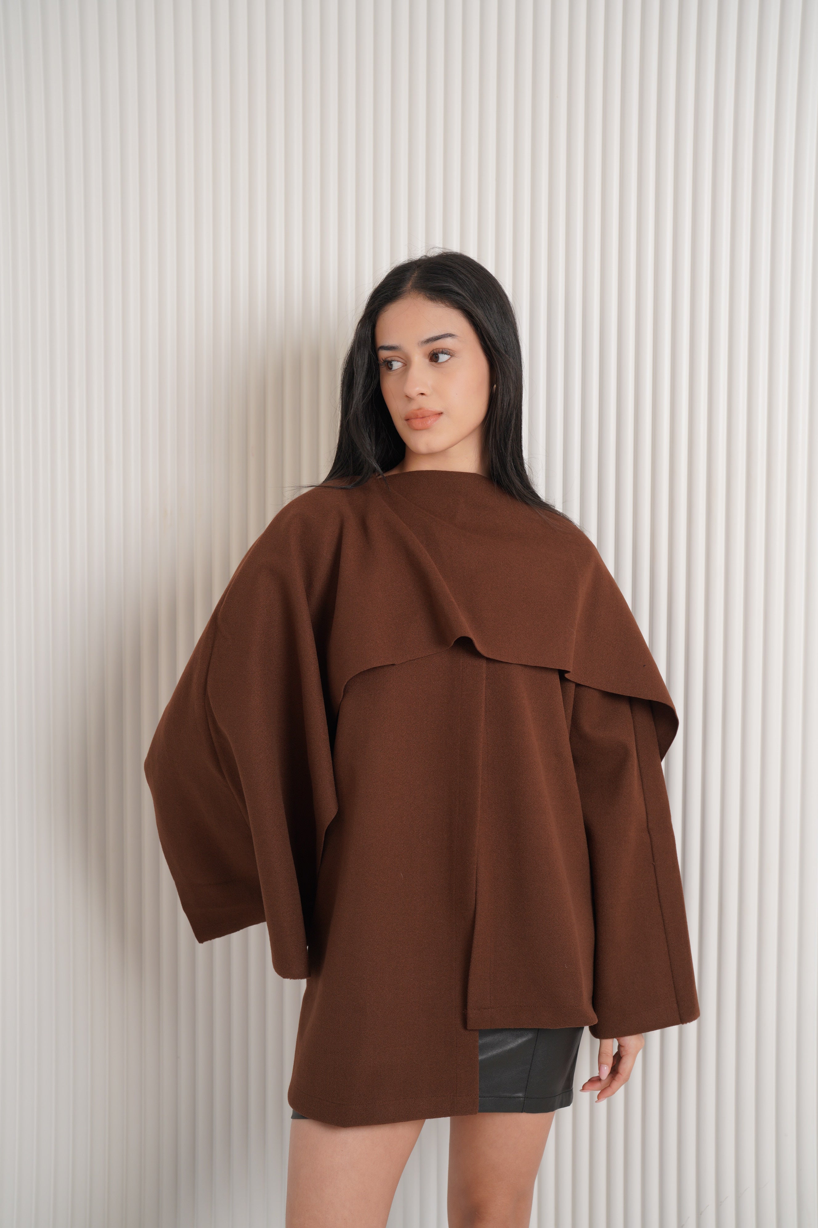 Scarf jacket in brown