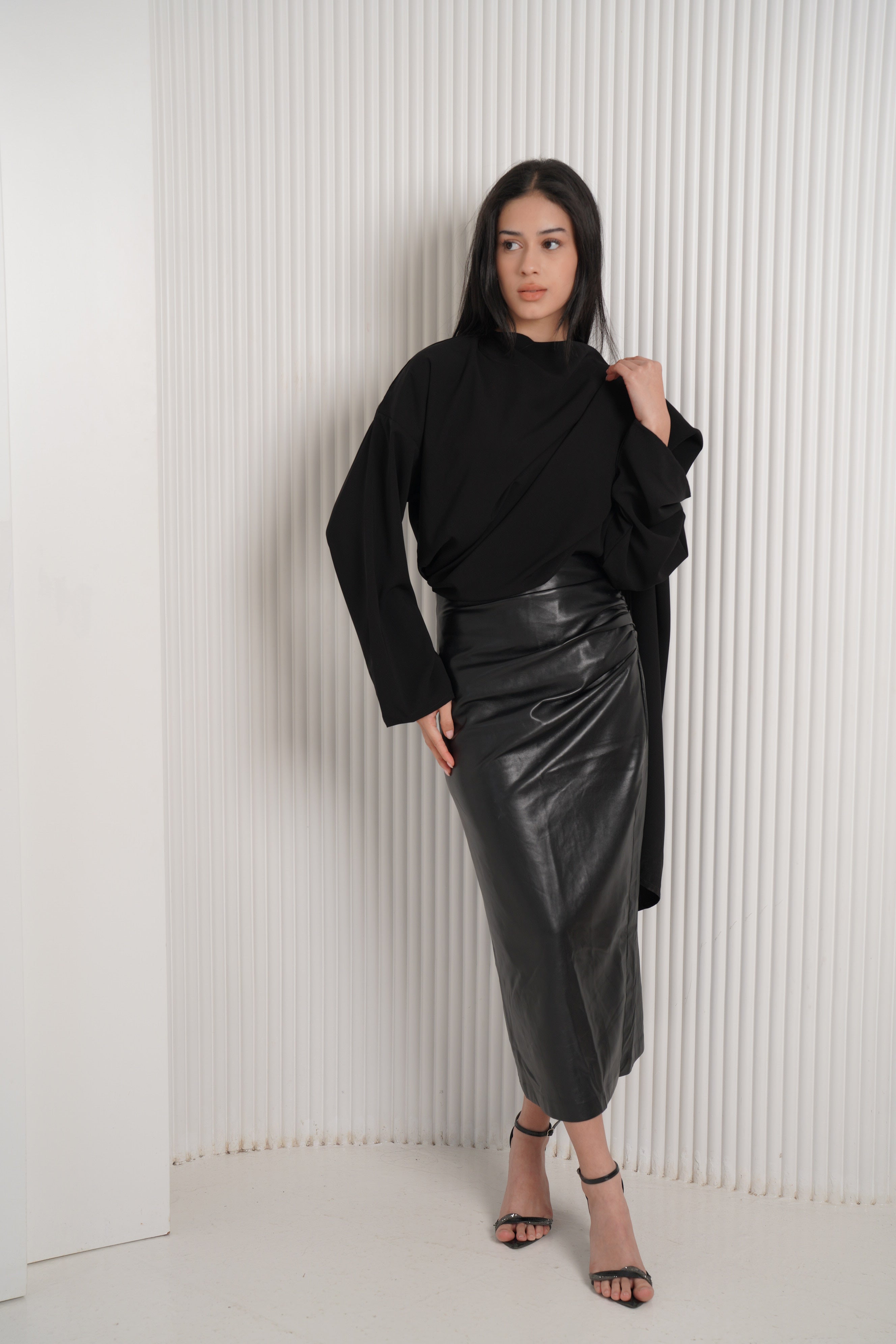 The multi-way blouse in black