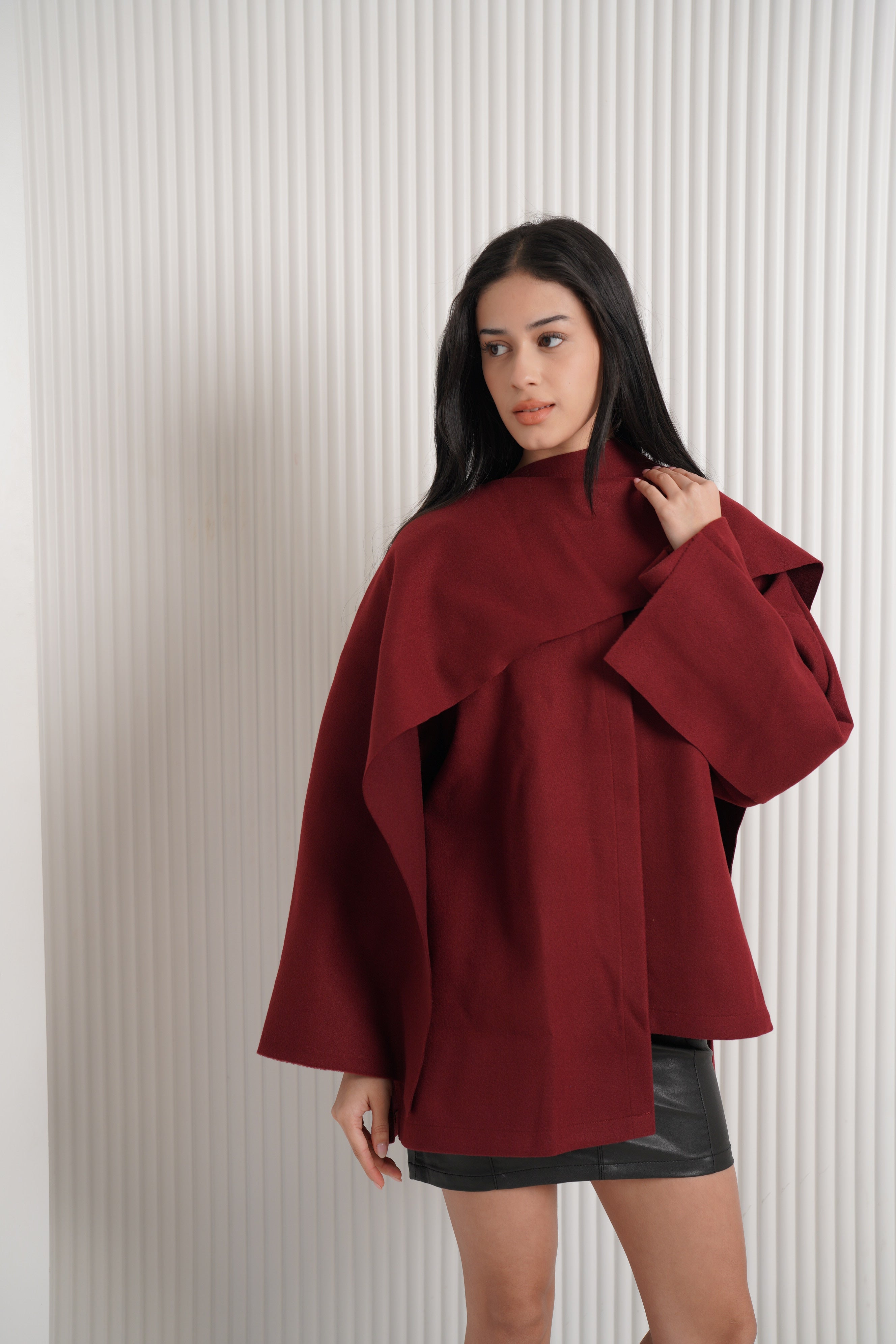 Scarf jackets in maroon